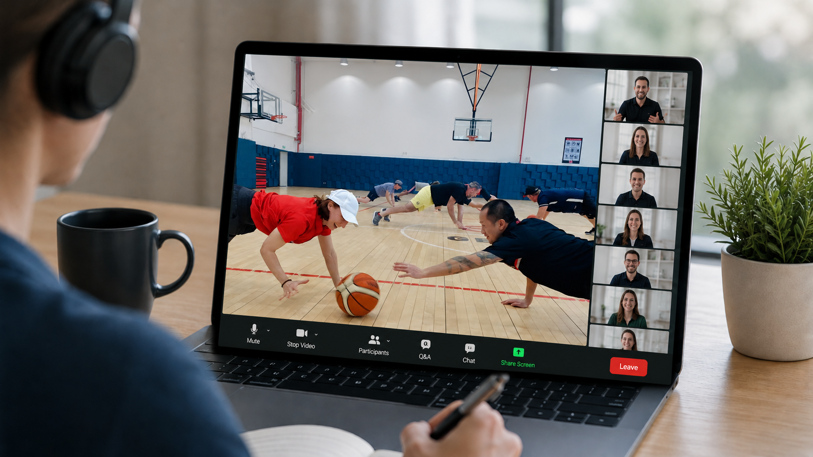 A Performance Pathways online webinar being delivered to PE teachers on a laptop screen